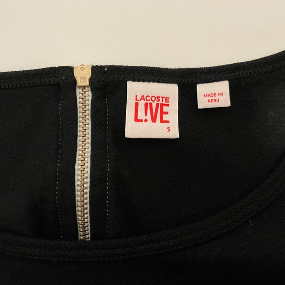 Lacoste LIVE Womens Dress Black Stretch Long Sleeve Pleated Shift Sz S - Picture 9 of 12